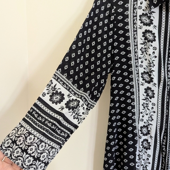 Anthropologie I Cyrena Patagonia Button Front Shirt Dress w Floral Back Inset - Picture 4 of 6